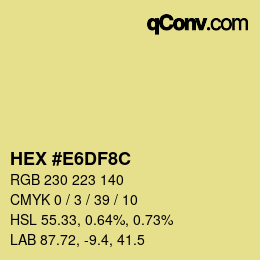 Color code: HEX #E6DF8C | qconv.com