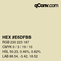 Color code: HEX #E6DFBB | qconv.com