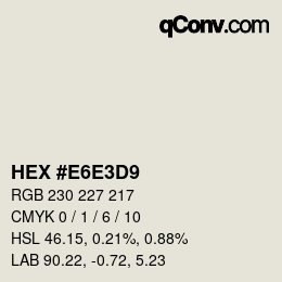 Color code: HEX #E6E3D9 | qconv.com