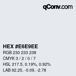 Color code: HEX #E6E9EE | qconv.com