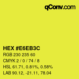 Color code: HEX #E6EB3C | qconv.com