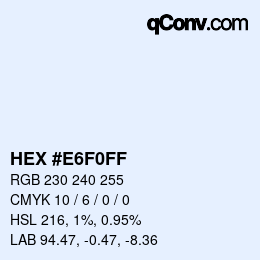 Color code: HEX #E6F0FF | qconv.com