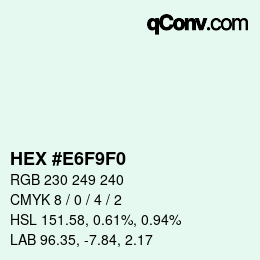 颜色代码: HEX #E6F9F0 | qconv.com