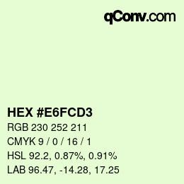 Color code: HEX #E6FCD3 | qconv.com