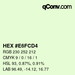 Color code: HEX #E6FCD4 | qconv.com