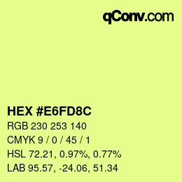 Color code: HEX #E6FD8C | qconv.com