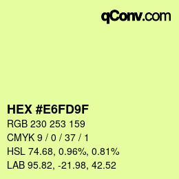 Color code: HEX #E6FD9F | qconv.com