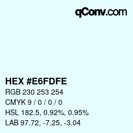Color code: HEX #E6FDFE | qconv.com