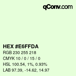 Color code: HEX #E6FFDA | qconv.com