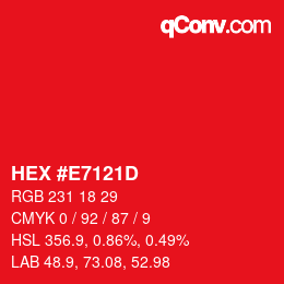 Color code: HEX #E7121D | qconv.com