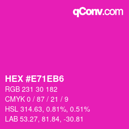 颜色代码: HEX #E71EB6 | qconv.com
