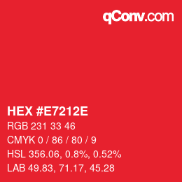 Color code: HEX #E7212E | qconv.com