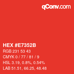 Color code: HEX #E7352B | qconv.com