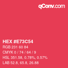 颜色代码: HEX #E73C54 | qconv.com