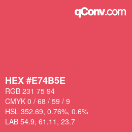 Color code: HEX #E74B5E | qconv.com