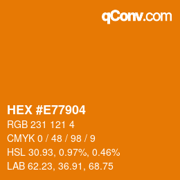 Color code: HEX #E77904 | qconv.com