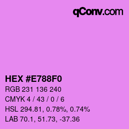 カラーコード: HEX #E788F0 | qconv.com