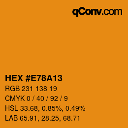颜色代码: HEX #E78A13 | qconv.com