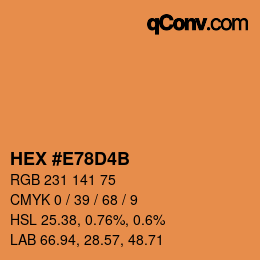 Color code: HEX #E78D4B | qconv.com
