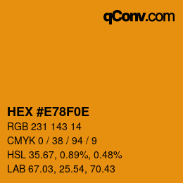 Color code: HEX #E78F0E | qconv.com
