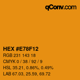 Color code: HEX #E78F12 | qconv.com