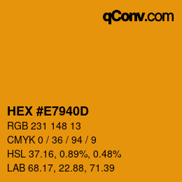 Color code: HEX #E7940D | qconv.com