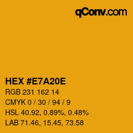 颜色代码: HEX #E7A20E | qconv.com