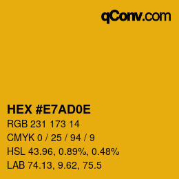 Color code: HEX #E7AD0E | qconv.com