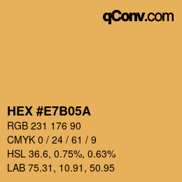 Color code: HEX #E7B05A | qconv.com