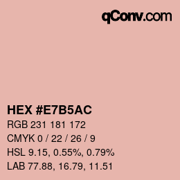 颜色代码: HEX #E7B5AC | qconv.com