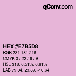 カラーコード: HEX #E7B5D8 | qconv.com