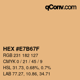 Farbcode: HEX #E7B67F | qconv.com