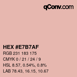 颜色代码: HEX #E7B7AF | qconv.com