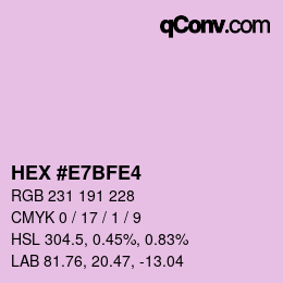 カラーコード: HEX #E7BFE4 | qconv.com