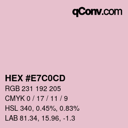 颜色代码: HEX #E7C0CD | qconv.com
