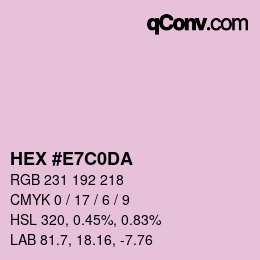 颜色代码: HEX #E7C0DA | qconv.com
