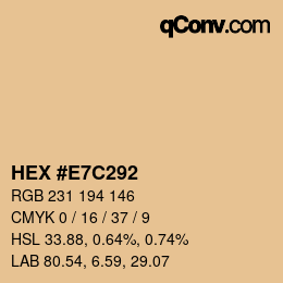 Farbcode: HEX #E7C292 | qconv.com