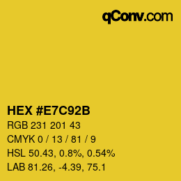 Color code: HEX #E7C92B | qconv.com