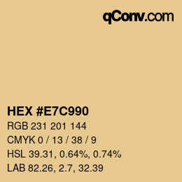 Farbcode: HEX #E7C990 | qconv.com