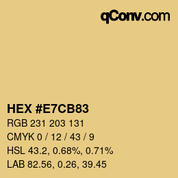 Farbcode: HEX #E7CB83 | qconv.com
