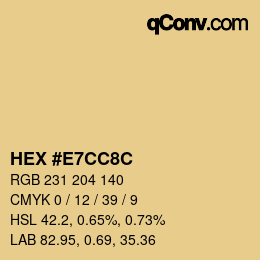 カラーコード: HEX #E7CC8C | qconv.com