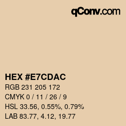 颜色代码: HEX #E7CDAC | qconv.com
