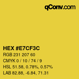 Color code: HEX #E7CF3C | qconv.com