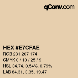 Color code: HEX #E7CFAE | qconv.com
