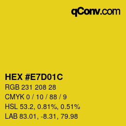 Farbcode: HEX #E7D01C | qconv.com