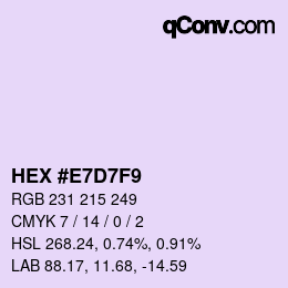 Código de color: HEX #E7D7F9 | qconv.com