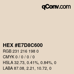 Color code: HEX #E7D8C600 | qconv.com