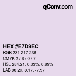 カラーコード: HEX #E7D9EC | qconv.com