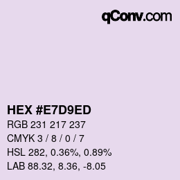 カラーコード: HEX #E7D9ED | qconv.com
