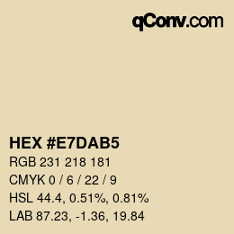 Farbcode: HEX #E7DAB5 | qconv.com